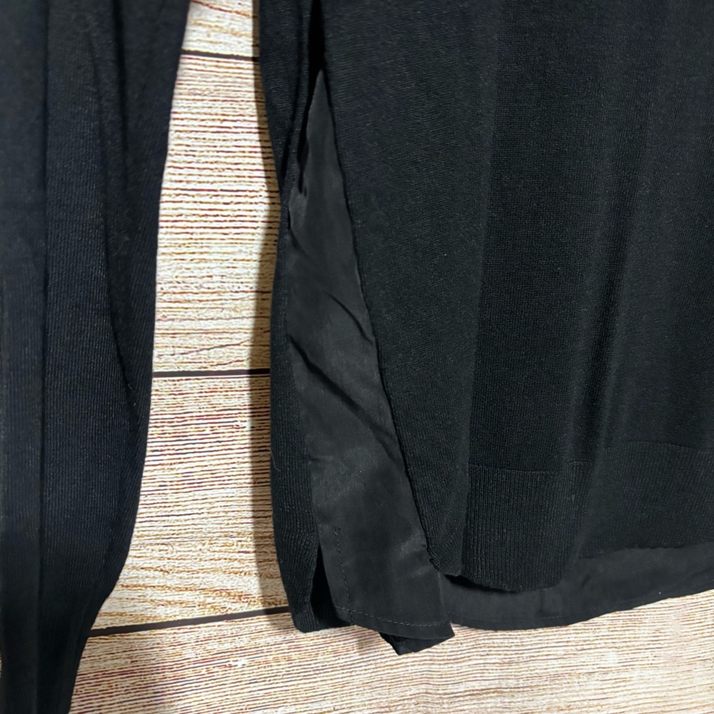ALFRED SUNG Black V-Neck Long Sleeve Layered-Hem Top‎ - Picture 4 of 10